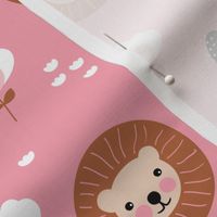 Cute kawaii lion cub safari flowers adorable baby animals illustration pattern girls pink copper