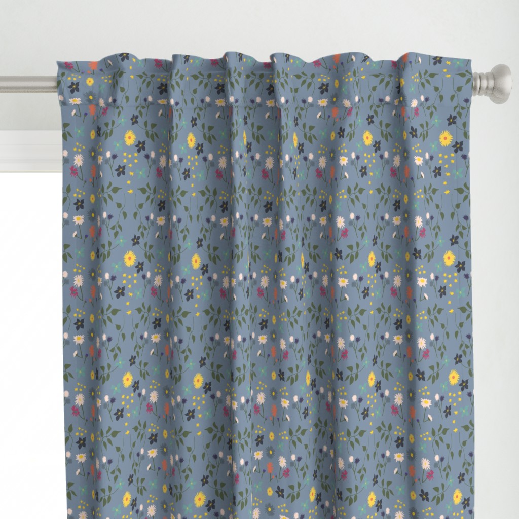 Meadow pattern on a grey/blue background