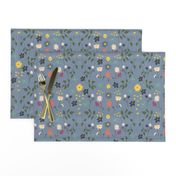 Meadow pattern on a grey/blue background