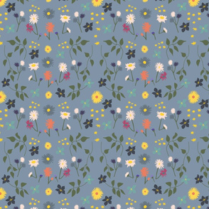 Meadow pattern on a grey/blue background