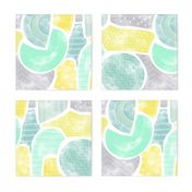 Abstract watercolor doodle shapes in gender-neutral colors