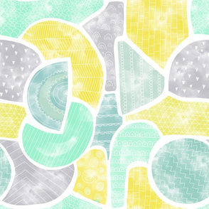 Abstract watercolor doodle shapes in gender-neutral colors