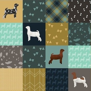 SMALL - Goat Mixed Breeds Cheater Quilt Teal 