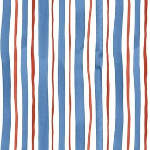 Blue and Red Vertical Watercolor Stripes