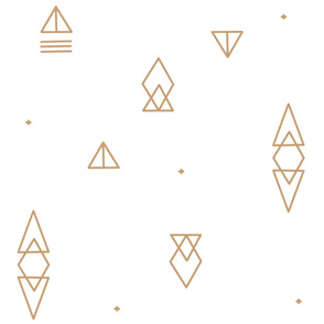 Large Scale - Caramel Tan Geo Triangles on White (modern geometric diamonds)