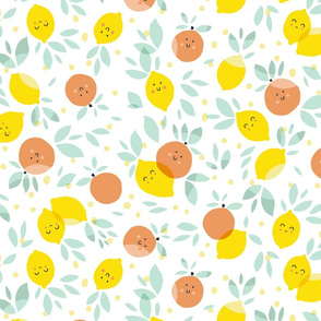 Lemons and grapefruits in white