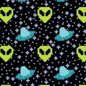 8-bit Alien + UFO Galaxy