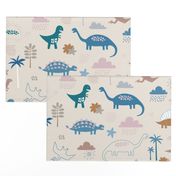 Dinosaur Land - neutral pastels - large scale