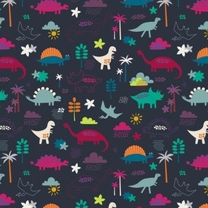 Dinosaur Land - chalkboard - brights on black, small