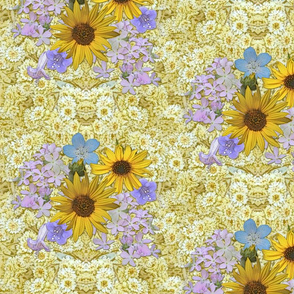 Mountain Wildflowers and Daisies on creamy yellow background