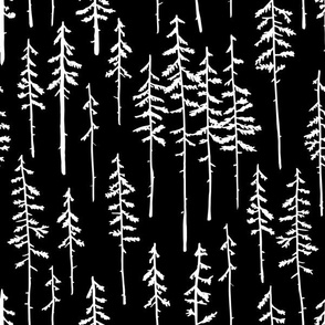 Woodland Forest Trees - Black