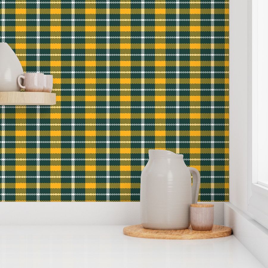 Plaid in Yellow Green and White