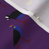 Pukeko and Takahe on purple