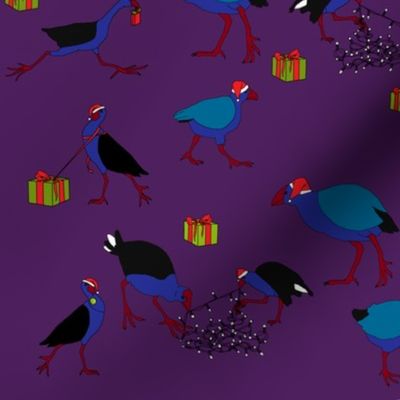 Pukeko and Takahe on purple