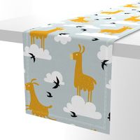 Llamas in the clouds with birds (jumbo)