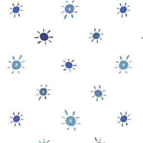 Dotted Watercolor Sun in Blue