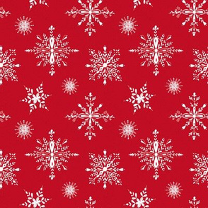 White snowflakes on holiday red 