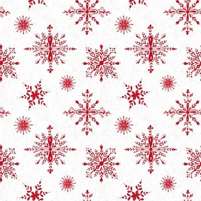Red snowflakes on white
