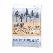 Silent Night Dog and Sheep Tea Towel