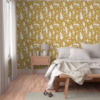 Kids at Play - Silhouette Kids Wallpaper - White, White Linen, Caramel