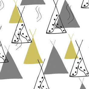 Abstract Tipi Grey Lime Yellow // Gender Neutral Nursery Baby