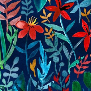 Tropical Ink watercolor garden - large print