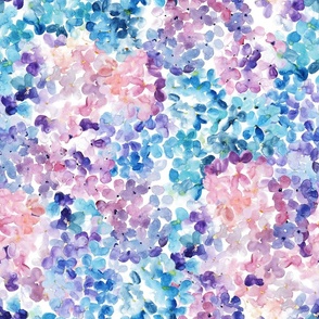 watercolor hydrangea - blue and purple