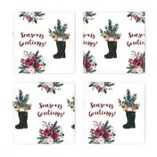 Seasons Greetings Rain Boot Christmas Bouqet