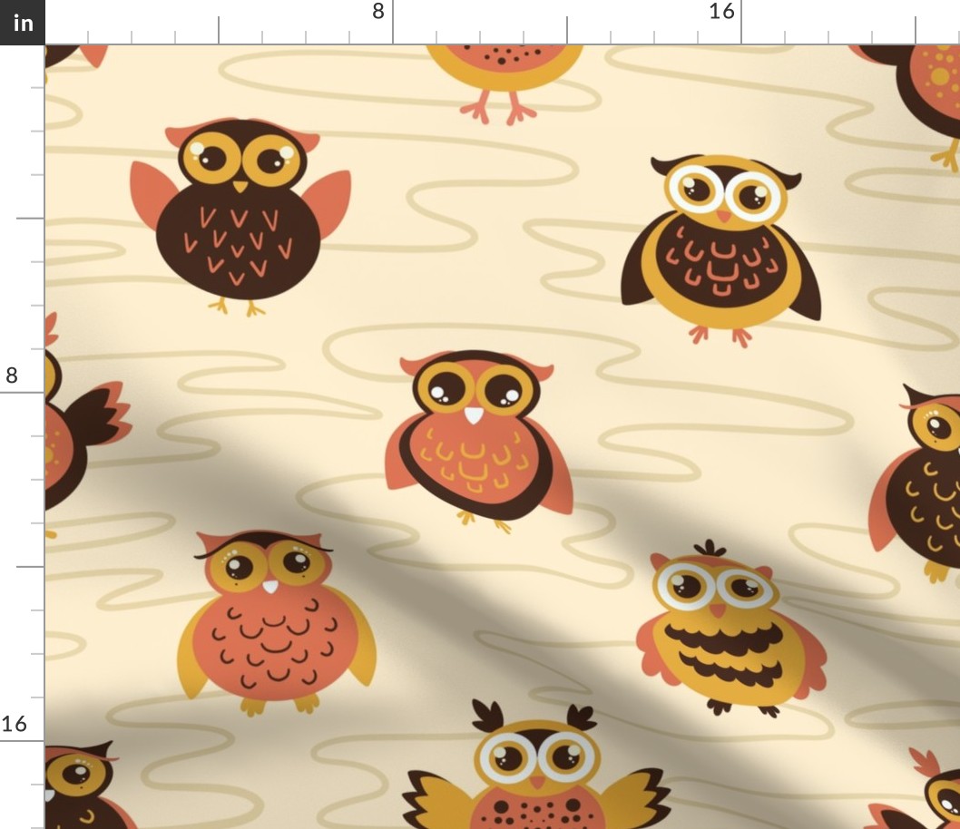 Baby owls - large scale yellow