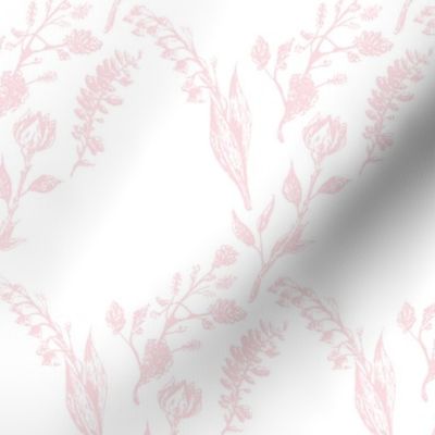 10" Sweet autumn pink vintage woodland floral fabric, english pink country, pink and white fabric