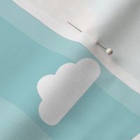 Retro Balloons clouds pastel blue kids striped Wallpaper