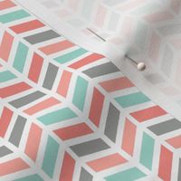 Chevron Herringbone - Coral, Peach, Steel, Mint