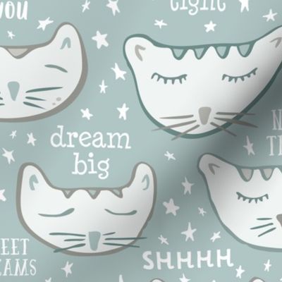 Sleepy Kitties Nursery Wallpaper // Night Night, Sleep Tight, Precious One // Gender Neutral Baby Decor