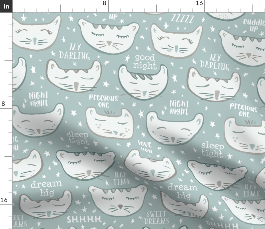 Sleepy Kitties Nursery Wallpaper // Night Night, Sleep Tight, Precious One // Gender Neutral Baby Decor