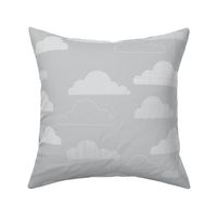 Fluffy Cloud Daydream - White on Gray