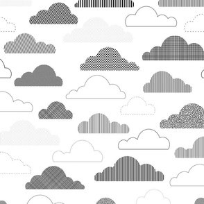 Fluffy Cloud Daydream - Black and White