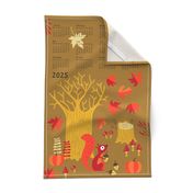 Fall squirrel Tea Towel Calendar 2024 (brown)