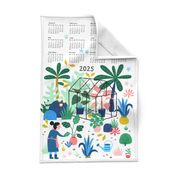 Greenhouse colorful garden tea towel calendar 2024