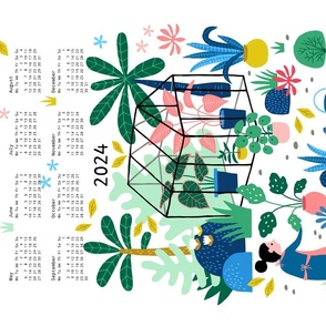Greenhouse colorful garden tea towel calendar 2024