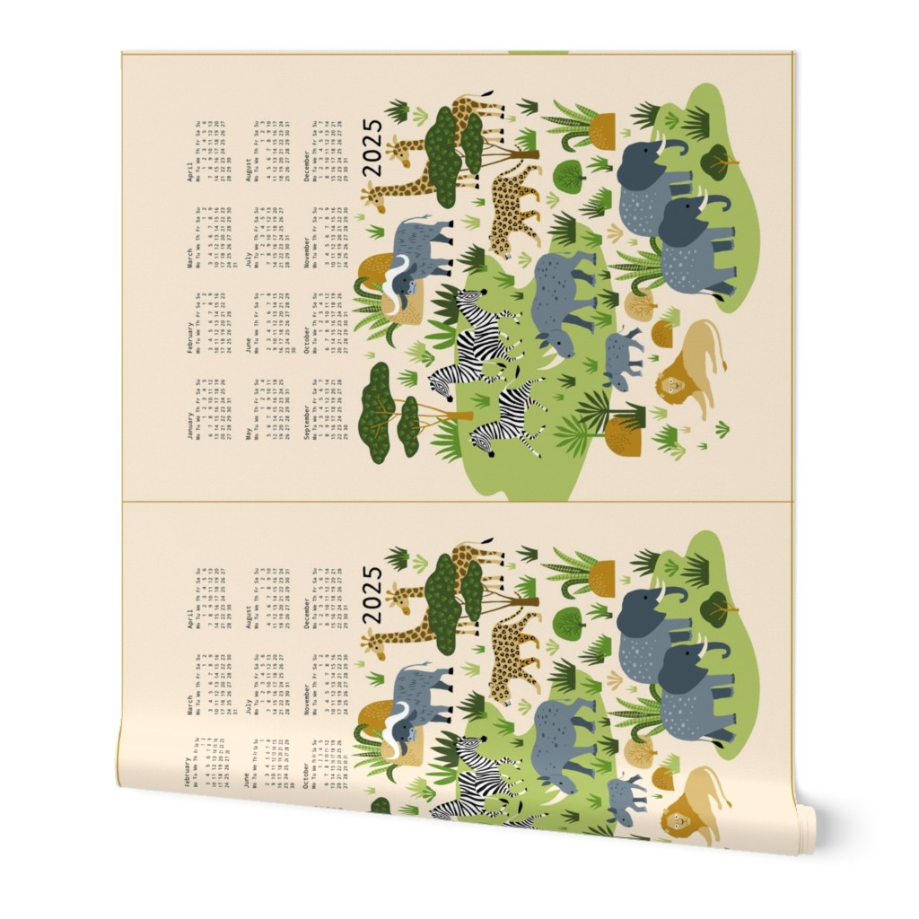 Safari animals Tea Towel Calendar 2024