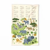 Safari animals Tea Towel Calendar 2024