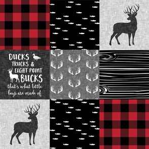 Ducks, Trucks, and Eight Point bucks - patchwork - woodland wholecloth - buffalo check buck