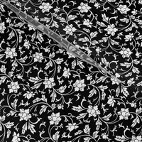 Classic Chinese Flower Pattern Black White