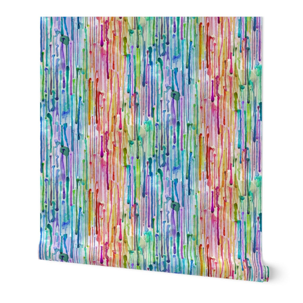 Watercolor Rainbow Paint Drips Stained