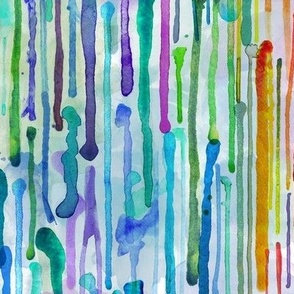 Watercolor Rainbow Paint Drips Stained