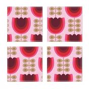 Mod red flowers-tulips 60s