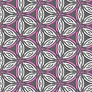 Flowers Pink White on Gray Mosaic Tile