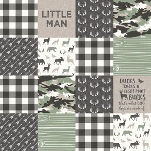 Little Man - Ducks, Trucks, and Eight Point bucks - patchwork - woodland wholecloth - camo sage