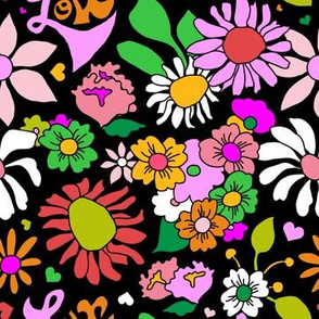 60's Lovers Floral in Black