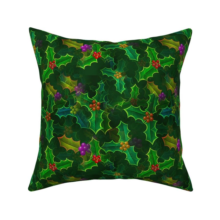 Christmas Mistletoe Holly on Dark Green